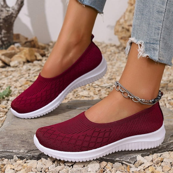 Women's Woven Orthopedic Breathable Shoes Comfortable Walking Sneakers with Arch Support Wide Fit Go Walk Slip on Tenis Comfy Work Slip Ins Loafers Standing All Day Soft Foam Summer Shoes Hands Free