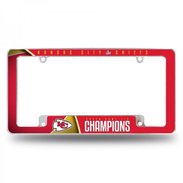 Kansas City Chiefs Super Bowl Champs All Over Chrome License Plate Frame