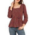 thumbnail image 1 of INSPIRE CHIC Blouse à Manches Longues à Encolure Carrée Florale pour Femmes avec Ceinture, 1 of 6
