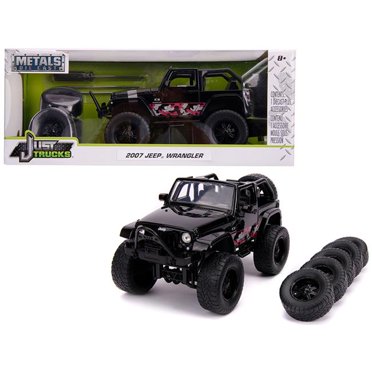 Jada 31560 1-24 Scale 2007 Jeep Wrangler Black with Extra Wheels Just Truck Series Diecast Model Car