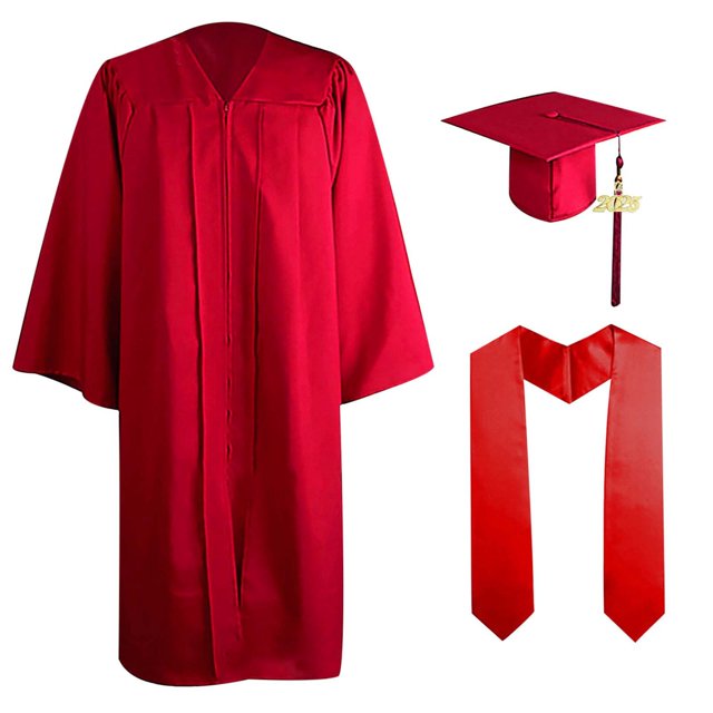 Ensemble Robe de Collation des Grades et Bonnet pour Adulte - Charme Année 2024, Robe en Polyester Unisexe avec Fermeture Éclair