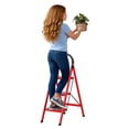 thumbnail image 4 of Limorve Step Ladder, 3 Step Ladder Folding Step Stool, Multi-Purpose Collapsible Ladder for Home or RV Outdoor Work, Heavy Duty 330 lbs Load (White, Red), 4 of 8