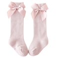 thumbnail image 1 of Little Girls Stockings  Plain Color/Patchwork Side Bow-Knot Midi Tube Socks  Breathable Elastic Knee-Length Socks, 1 of 9
