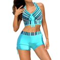 thumbnail image 4 of Sexy Swimsuits With SHort 2 Piece Swimwear Color Block Bathing Suits For Women, 4 of 6