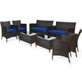 thumbnail image 2 of Costway 8PCS Rattan Patio Furniture Set Cushioned Sofa Chair Coffee Table Navy, 2 of 9