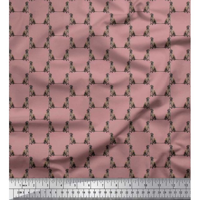 Soimoi Polyester Crepe Fabric Cane Corso Dog Decor Fabric Printed Yard 42 Inch Wide