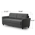 thumbnail image 2 of Zinus Ricardo Traditional Modern 3-Seater Upholstered Sofa Couch, Dark Grey, 2 of 8