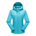 thumbnail image 1 of LSLJS Women Color Outdoor Long Sleeve Zipper Sunscreen Windproof Raincoat Plus Size Hooded Jacket Coat( Light Blue, L), 1 of 2