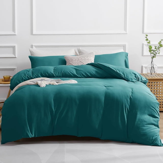 Duvet Cover Queen -Piece Prewashed Ultra Soft Queen Bedding Set - Features Zipper Closure and Corner Ties Includes Duvet Cover x Pillowcases No Comforter