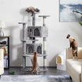thumbnail image 3 of Yaheetech 62.5"H Cat Tree Tower with 3 Scratching Posts, Light Gray, 3 of 7