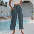 thumbnail image 4 of Summer Clearance 2025! Womens Plus Size Pants,Woman Fashion Solid Color Elastic Waist Drawstring Pocket Long Pants, 4 of 5