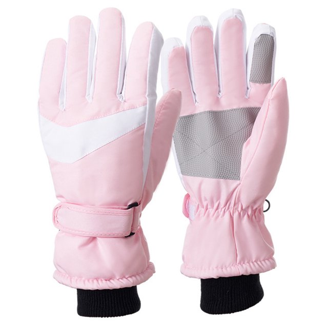 TIEVOSA Winter UniOutdoor Gloves Ski Plus Velvet New Windproof Anti Riding Gloves( Red)