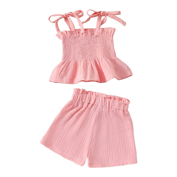 dmqupv Cowgirl Outfits For Girls Baby Toddler Girls Clothes Solid Color Sleeveless Camisole Linen Pants Set Baby Summer Outfits Pink,Size for 18-24 Months