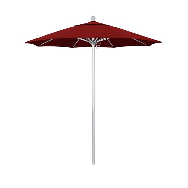 California Umbrella Venture Parasol de Marché Argenté de 7,5 Pieds en Rouge