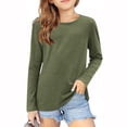 thumbnail image 2 of Tranfacy Chemises à Manches Longues pour Filles, Chemises d'Automne, Chemises à Manches Longues Unies pour Filles, Blouses Décontractées à Col Rond Mignon Hauts d'Automne, 2 of 5