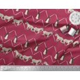 thumbnail image 2 of Soimoi Red Moss Georgette Fabric Penguin & Stripe Animal Printed Craft Fabric by The Yard 42 Inch Wide, 2 of 3