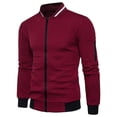 thumbnail image 1 of Liyamei Men's Fall/winter Stand-up Collar Solid Color Plaid Zipper Sweater Baseball Uniform Sports Suit, 1 of 4
