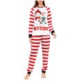 thumbnail image 2 of TIMIFIS Ensemble de Pyjamas de Noël pour Femmes Ensemble de Noël des Fêtes Col Rond Haut à Manches Longues et Pantalon Long à Rayures Rouges Tenue d'Intérieur Ensemble de Pyjamas de Noël Assortis pour la Famille, 2 of 5