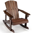thumbnail image 1 of Gymax Kid Adirondack Rocking Chair Outdoor Solid Wood Slatted seat Backrest Coffee, 1 of 9