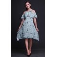 thumbnail image 3 of Bimba Robe Tunique de Fête à Manches Flottantes Imprimé Oiseau Bleu Épaules Dénudées Midi - Très Grande Taille, 3 of 6