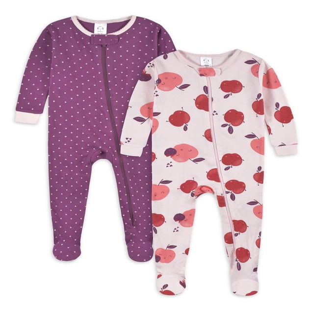 Pyjama en Coton Ajusté à Pieds pour Bébé et Fillette, Lot de 2