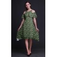 thumbnail image 3 of Bimba Robe Midi à Épaules Dénudées pour Femmes, Tunique de Fête, Manches Volantées, Imprimé de Feuilles Noires - X-Small, 3 of 6