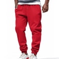 thumbnail image 2 of Red Pants for Mens Fall Summer Track Athletic Lounge Stretchy Running Ruched Straight Leg Plain Cuff Leg Pants Mens 2025 Clothes Trendy XL, 2 of 8