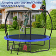 thumbnail image 3 of UIOWIO 10 ft Recreational Trampoline for Kids and Adults Outdoor Trampoline with Basketball Hoop Toddler Backyard Trampoline with Ladder,Enclosure Net,Storage Bag,Blue, 3 of 10