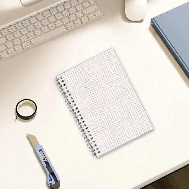 Uscallm A5 Notebook Spiral Bound Graph Ruled Blank Journal 80 Pages Thick Paper Flexible Plastic Cover for Study Work Writing Office Study Note Taking