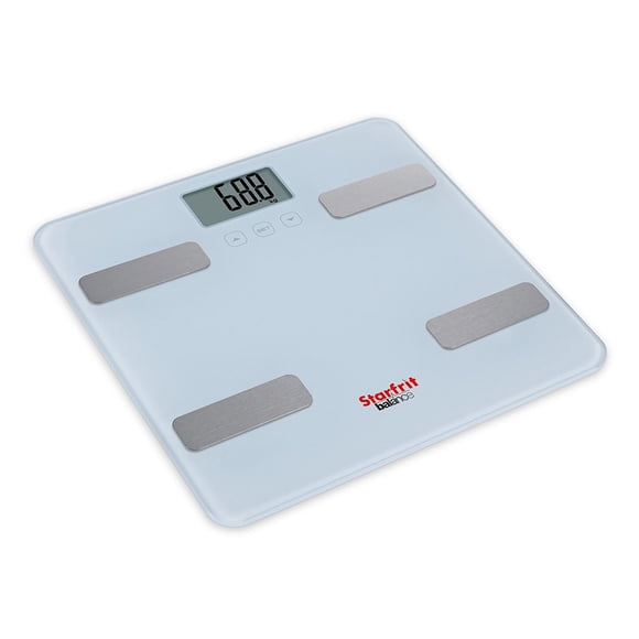 Starfrit - Balance Personnelle Électronique en Verre Trempé avec Analyse Corporelle, Capacité Maximale de 150 kg