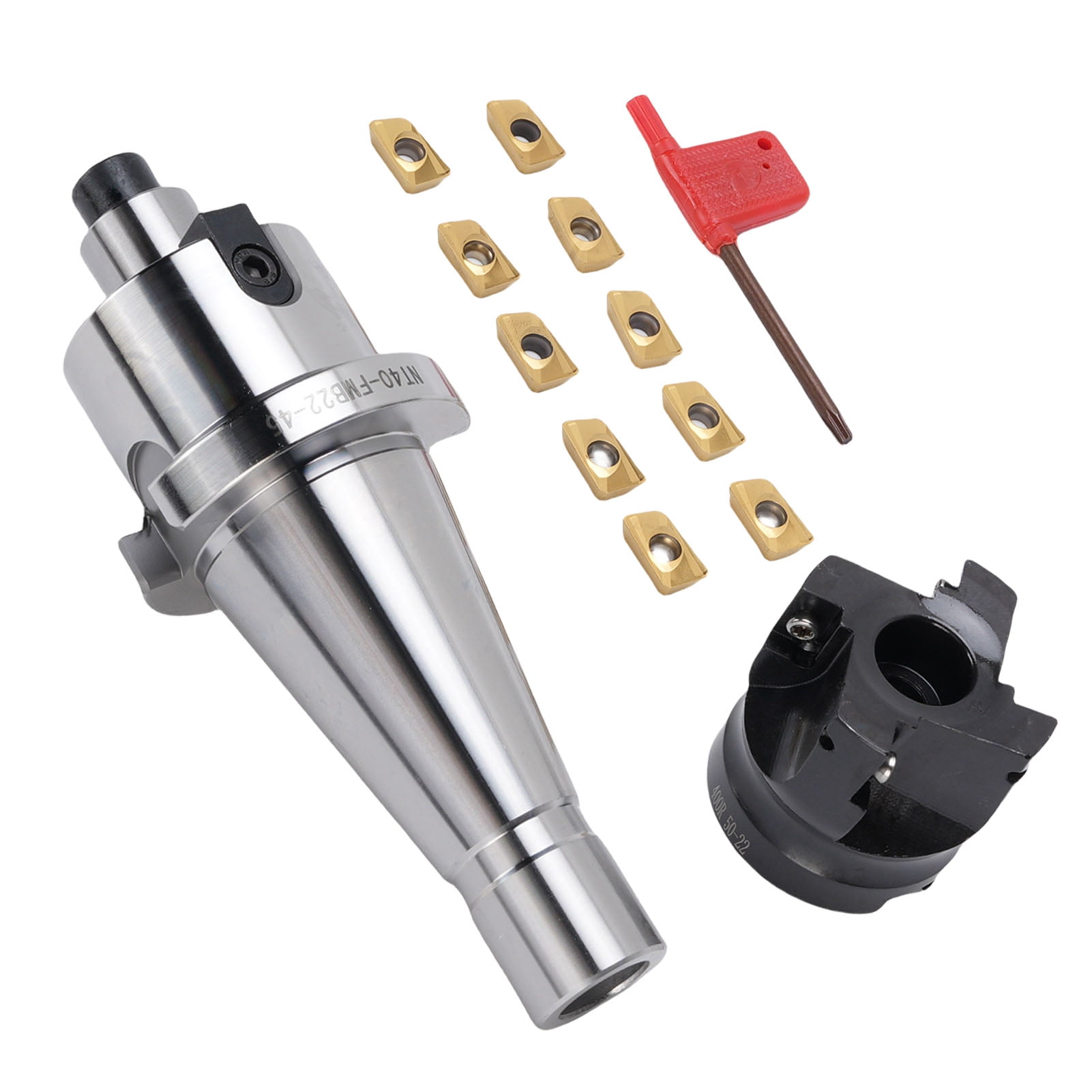 Face End Mill Holder Set, Face Milling Cutter Holder Kit Accurate Step Milling with 10PCS APMT1604 Blades for CNC Milling Machines