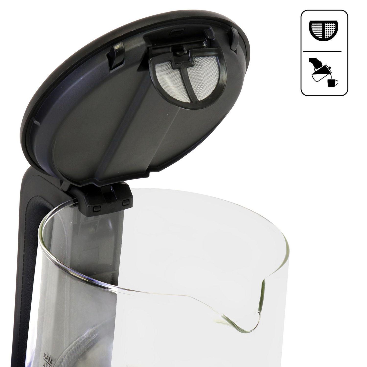 Bouilloire électrique Total Chef Bouilloire électrique Bouilloire électrique portable en verre 1,7 L avec lumière LED bleue, arrêt automatique avec couvercle Bouilloire électrique en acier inoxydable