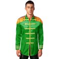 thumbnail image 1 of iiniim Mens 60s Hipper Costume High Slit Gold Trim Add Accessories Sergeant Icon Hippy Fancy Dress Up Green XL, 1 of 6