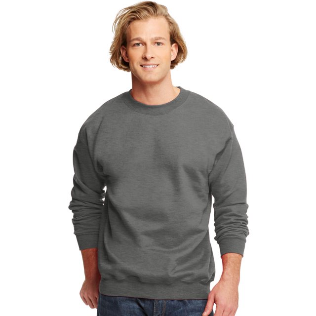 Hanes Chandail à Col Rond pour Adulte en Coton Ultime, S, Charbon Chiné