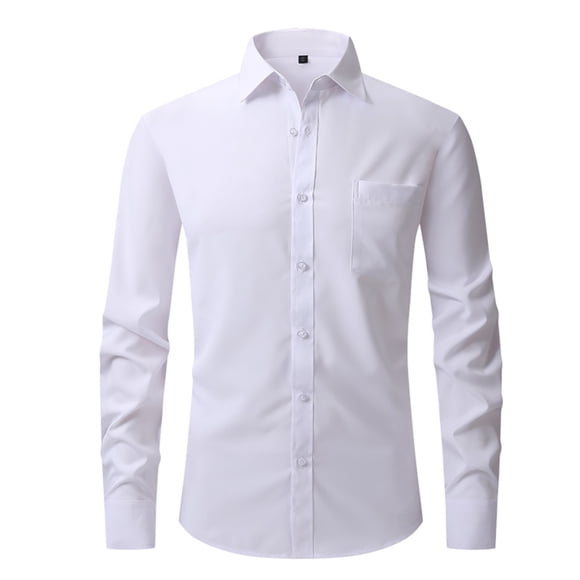 Meichang Mens Dress Shirts Long Sleeve Slim Fit Stretch Shirt Wrinkle-Free Formal Oxford Shirt Business Casual Button Down Shirts Regular Solid Cotton Shirt