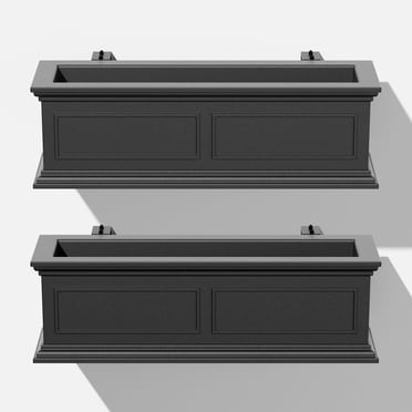 Veradek Brixton Railing Window Box 36" Planter 2 Pack Black