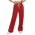 thumbnail image 4 of LUOGENLI Pantalon Décontracté pour Femme Pantalon Décontracté pour Femme Couleur Unie à Lacets Jambe Droite Pantalon de Sport Slacks2 Pantalon Décontracté pour Femme Taille Extensible Coton Pantalon Décontracté Femme Grande Taille Grande Rouge G, 4 of 7