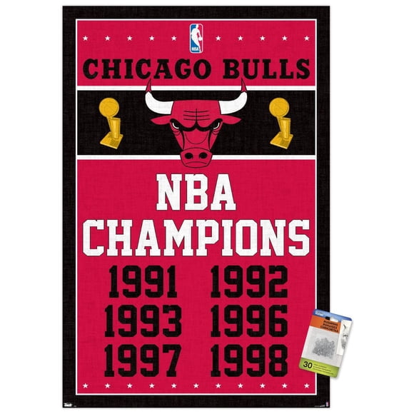 NBA Chicago Bulls - Champions 13 Wall Poster with Pushpins, 22.375" x 34"