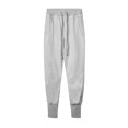 thumbnail image 4 of FcBaudy Full Length Pants Men's Fashion Drawstring Elastic Waist Solid Color Casual Sweat Length Pants Men Pants, 4 of 8