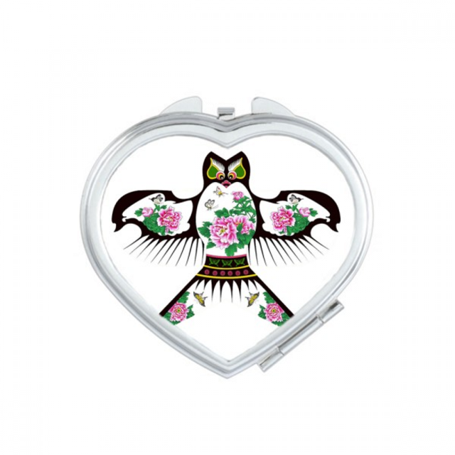 Chinese Culture Traditional Kite Pattern Heart Mirror Travel Magnification Portable Handheld Pocket Makeup
