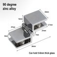 thumbnail image 4 of 2 Pcs Silver Bathroom Shower Glass Door Hinges Cabinet Hardware Clamp Hinge Set, 4 of 8