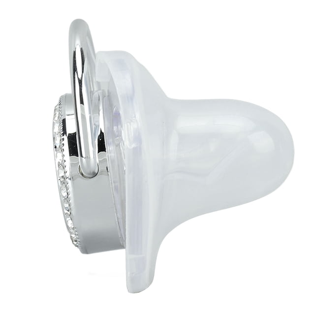 Silicone Baby Pacifier Silver A-Z Letters Safe BPA Free One Piece Seamless Pacifier with Lid for Infant 6-18 Months