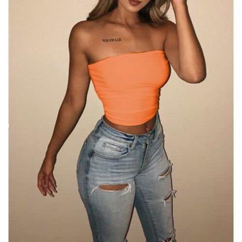 Haut Court Bustier Tube à Rayures Aguichant pour Femmes, Débardeur, Camisole, Blouse