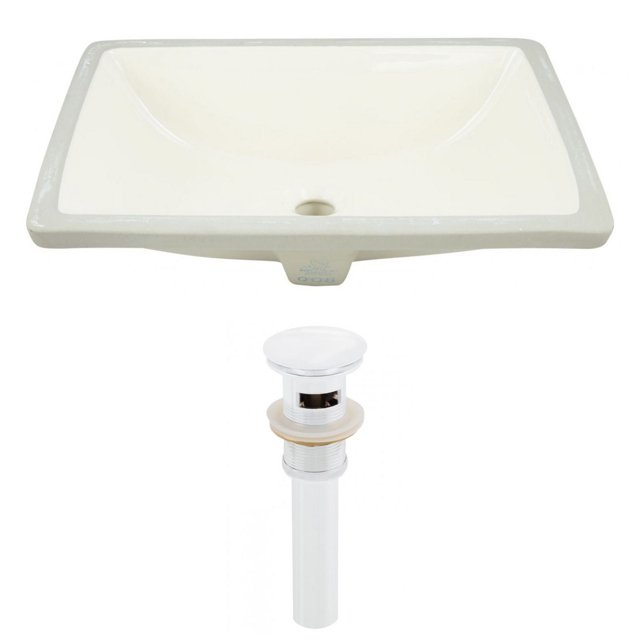20.75-in. W Rectangle Bathroom Undermount Sink Set In Biscuit - White Hardware - Overflow Drain Incl. AI-24798