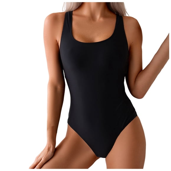 Yammkia Best Bathing Suits Women One Piece Swimsuit for Women Tummy Control Ruched Bathing Suit Cutout U Wire Swim Suits(Black,S)