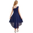 thumbnail image 4 of Doomiva Robe d'Été Sans Manches à Sequins pour Fille, une Épaule, Robe de Demoiselle d'Honneur Formelle Bleu Marine 10, 4 of 7
