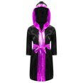 thumbnail image 1 of Doomiva Enfants Garçons Robe de Boxe Art Martial Muay Thaï Uniforme Manches Longues Kick Boxe Robe à Capuche Tenues Noir&Rose Vif A 10, 1 of 5