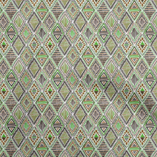 oneOone Polyester Spandex Green Fabric Tribal Sewing Material Print Fabric by The Yard 56 Inch Wide