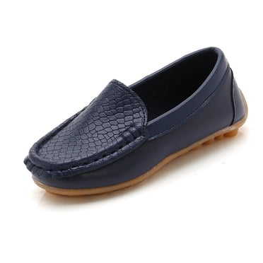 Mocassins Souples à Enfiler pour Tout-Petits Garçons Filles, Chaussures Plates Habillées, Chaussures Bateau, Chaussures Décontractées, Espadrilles Garçons Bleu Foncé 34/9 Y-9.5 Y