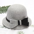 thumbnail image 2 of Chapeau Melon Petit pour Femme, Automne et Hiver, Nœud, Bout Rond, Décontracté, Style Bassin de Pêcheur, 2 of 3